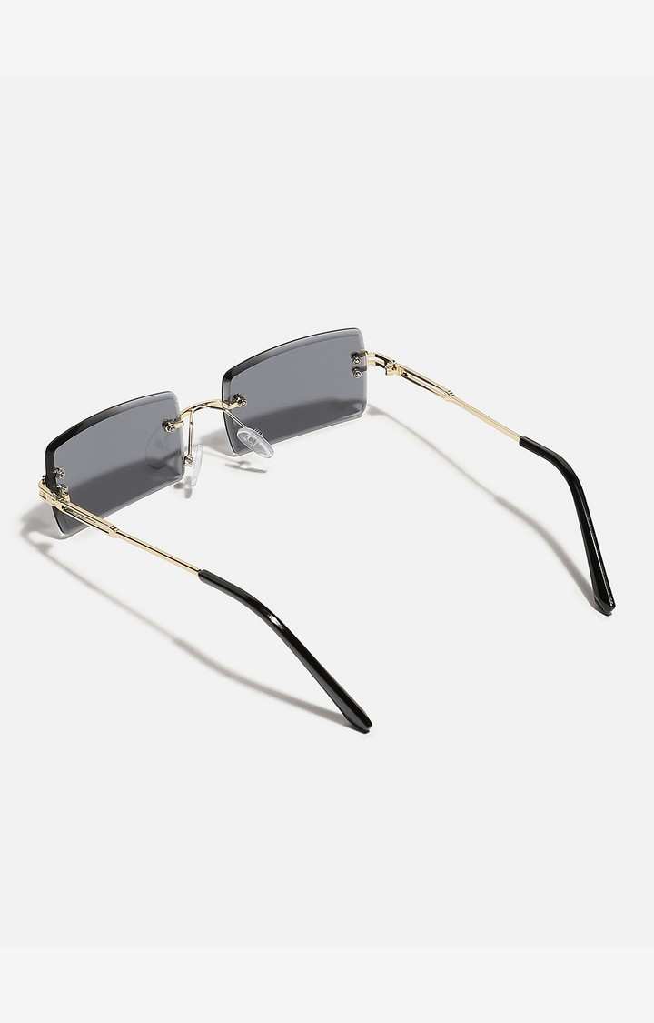 Haute Sauce By Campus Sutra Unisex Black Lens & Gold-Toned Rectangle Sunglasses With Polarised Lens