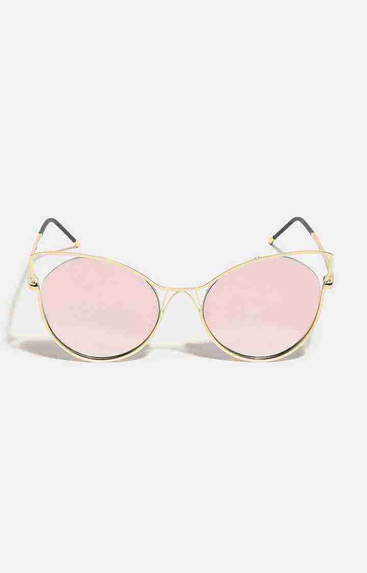 Haute Sauce By Campus Sutra Women Pink Lens & Gold-Toned Cateye Sunglasses With Polarised Lens