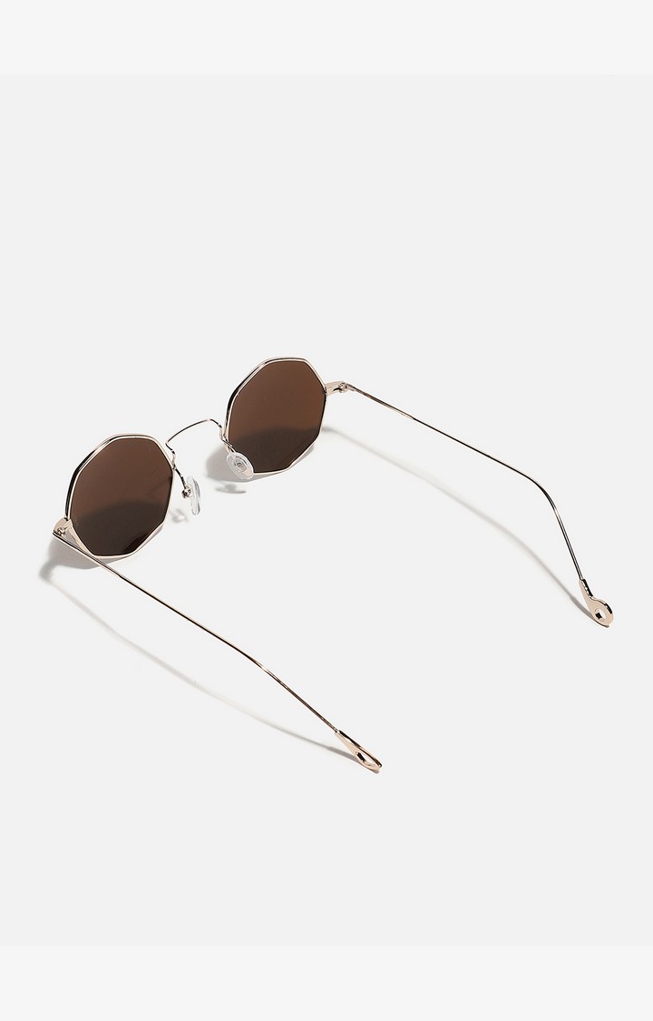 Haute Sauce By Campus Sutra Women Green Lens & Gold-Toned Round Sunglasses With Polarised Lens
