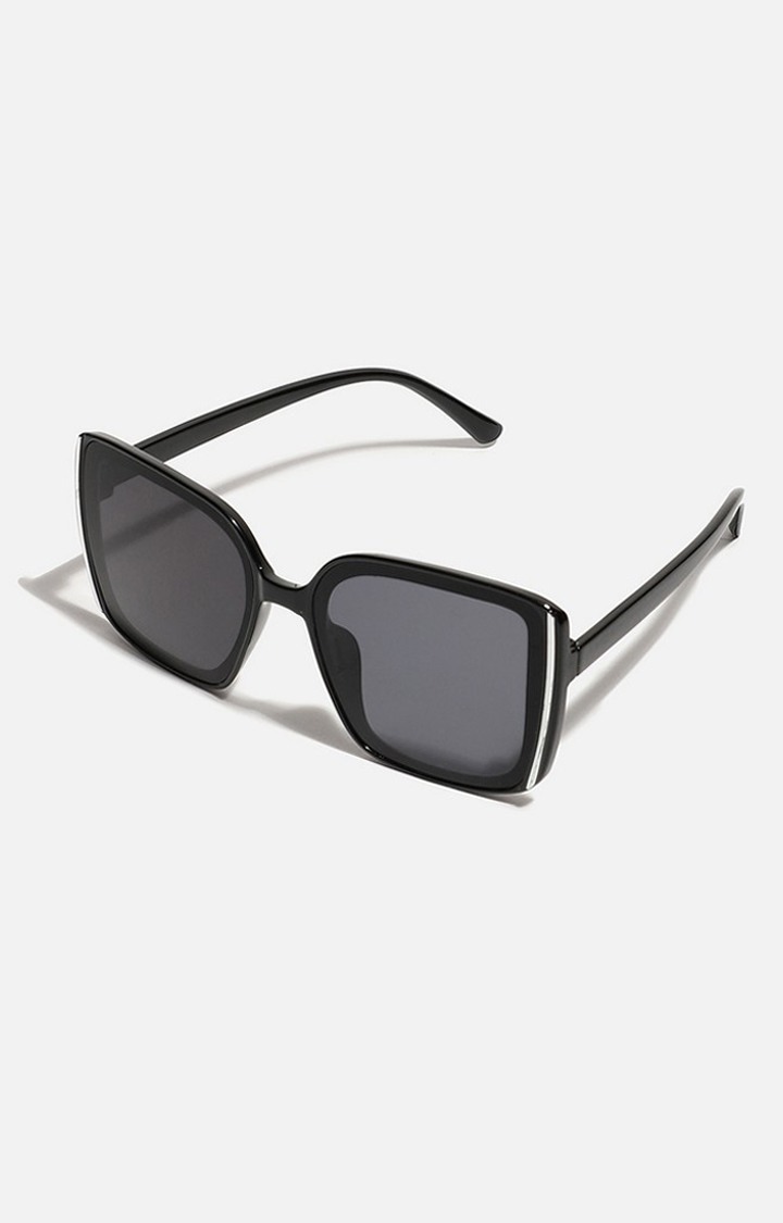 Haute Sauce By Campus Sutra Women Black Lens & Black Oversized Sunglasses With Polarised Lens