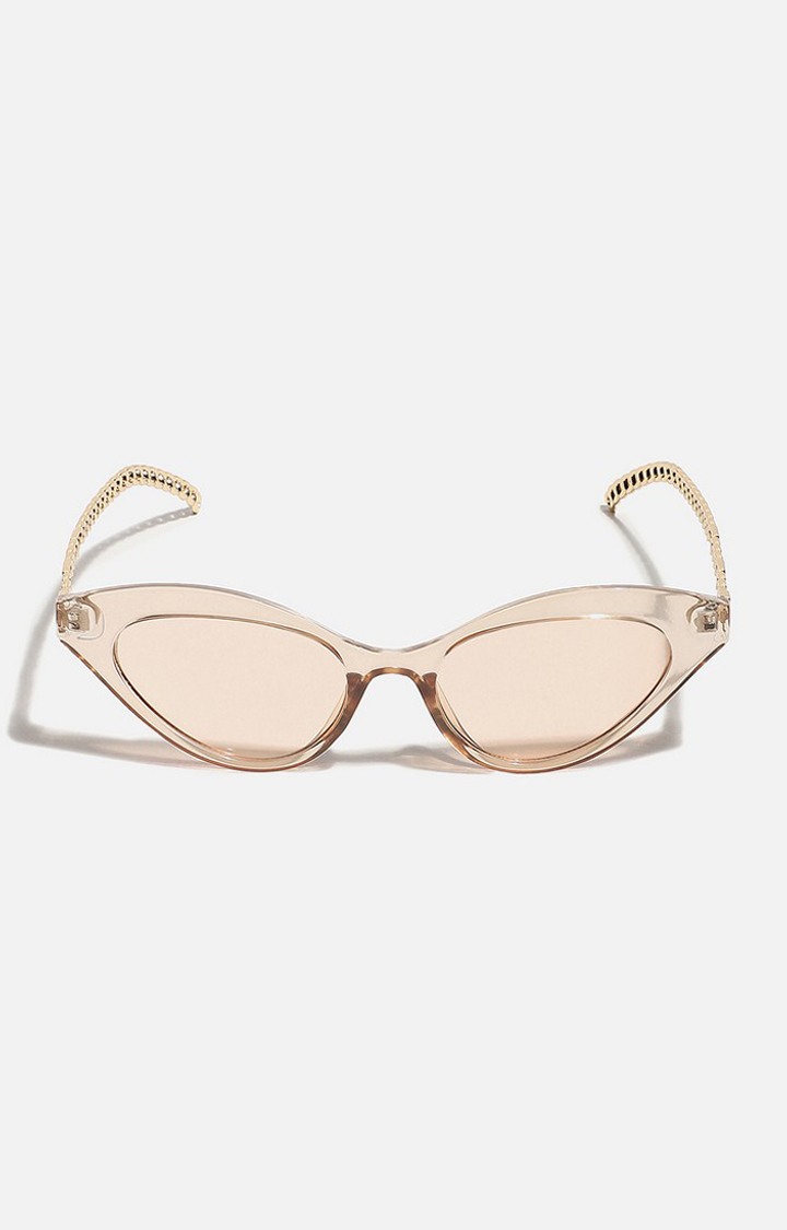 Haute Sauce By Campus Sutra Women Brown Lens & Gold-Toned Cateye Sunglasses With Polarised Lens
