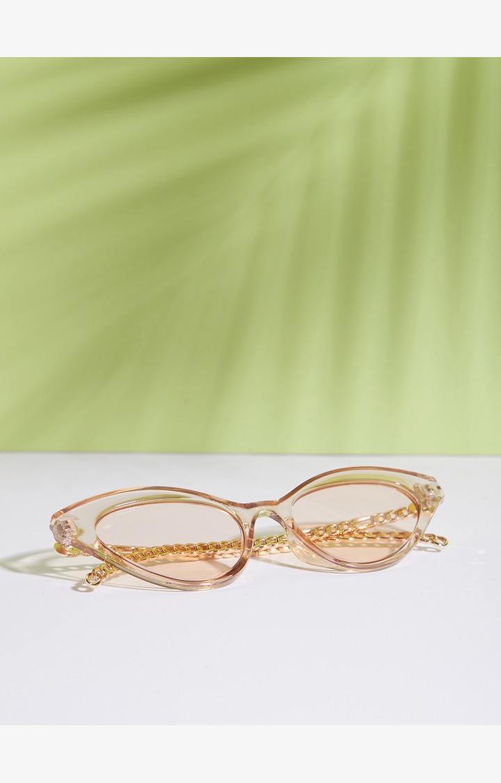 Haute Sauce By Campus Sutra Women Brown Lens & Gold-Toned Cateye Sunglasses With Polarised Lens