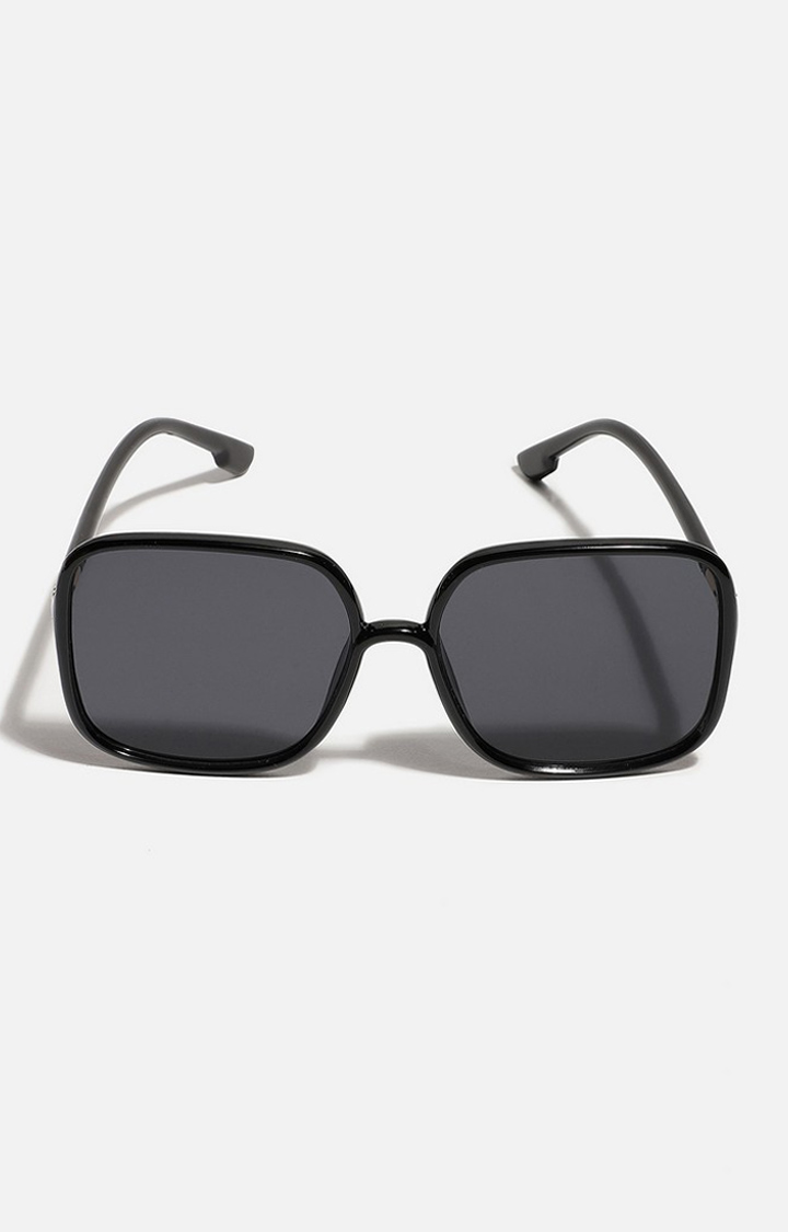Haute Sauce By Campus Sutra Unisex Black Lens & Black Rectangle Sunglasses With Polarised Lens