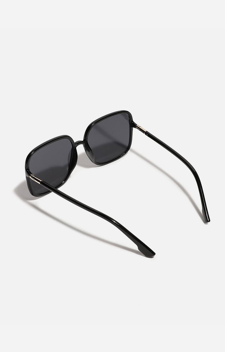 Haute Sauce By Campus Sutra Unisex Black Lens & Black Rectangle Sunglasses With Polarised Lens