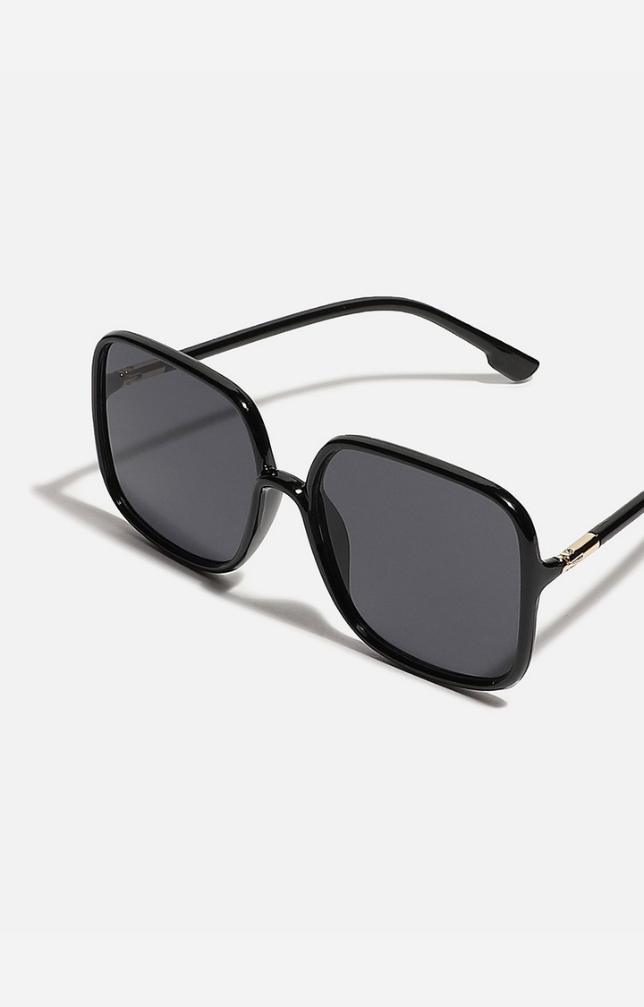 Haute Sauce By Campus Sutra Unisex Black Lens & Black Rectangle Sunglasses With Polarised Lens