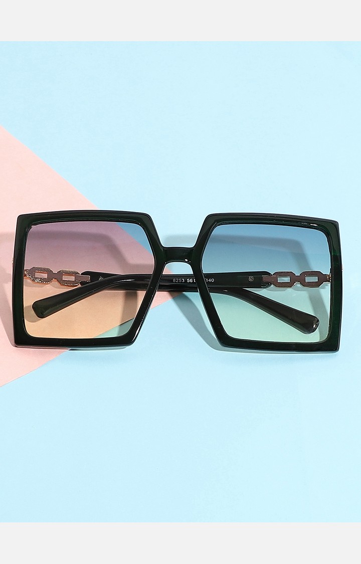 Haute Sauce By Campus Sutra Women Mirrored Lens & Black Rectangle Sunglasses Aw22_Hssg1354