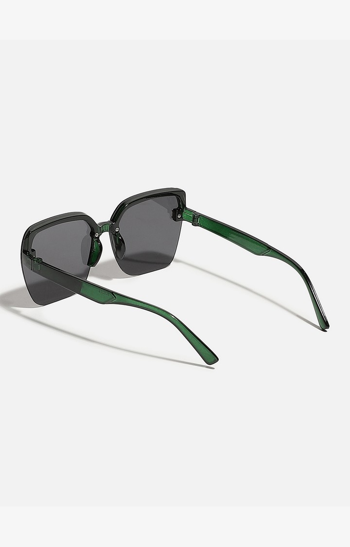 Haute Sauce By Campus Sutra Women Black Lens & Green Oversized Sunglasses-Aw22_Hssg1362