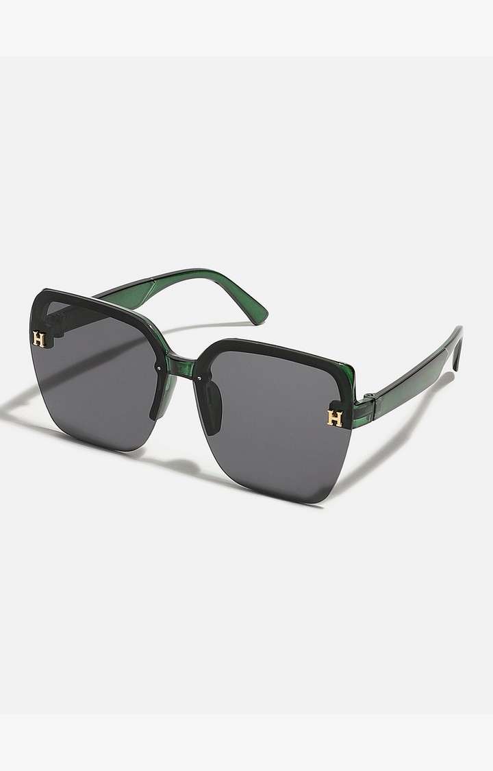 Haute Sauce By Campus Sutra Women Black Lens & Green Oversized Sunglasses-Aw22_Hssg1362