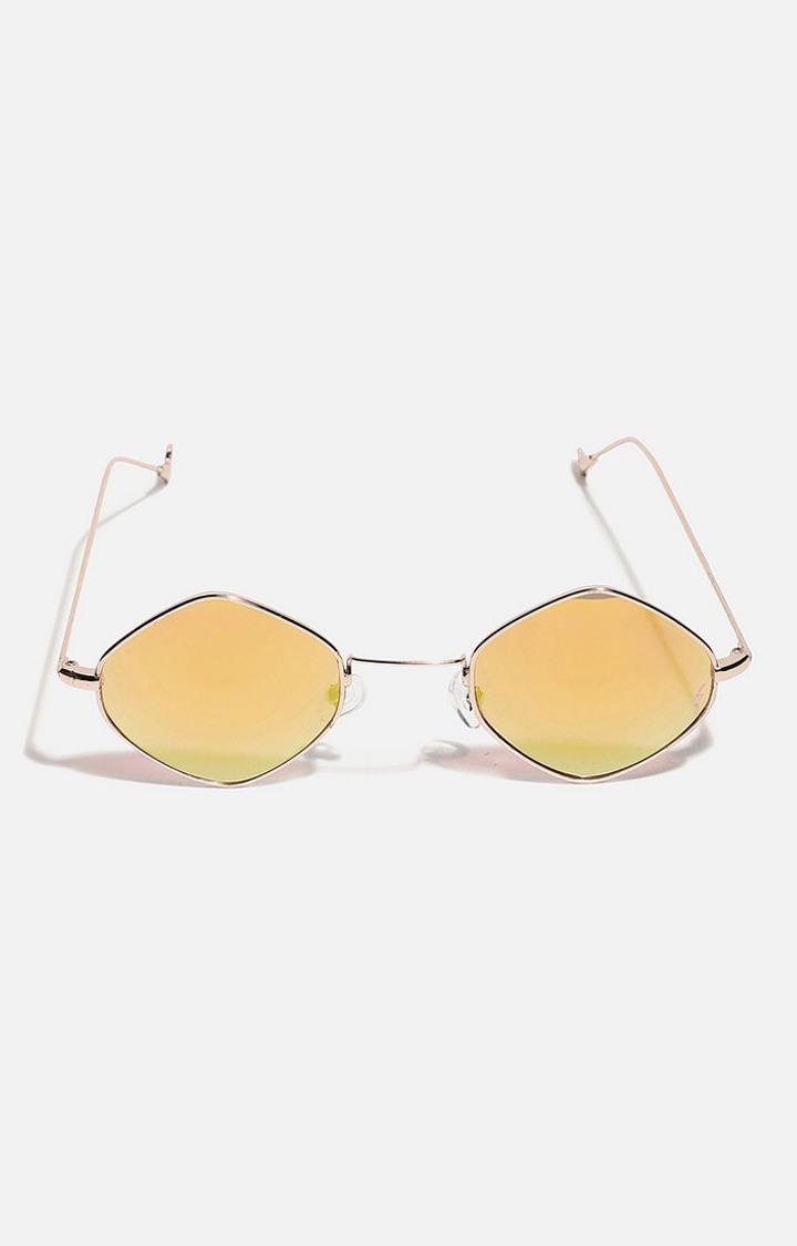 Haute Sauce By Campus Sutra Unisex Brown Lens & Gold-Toned Round Sunglasses With Polarised Lens