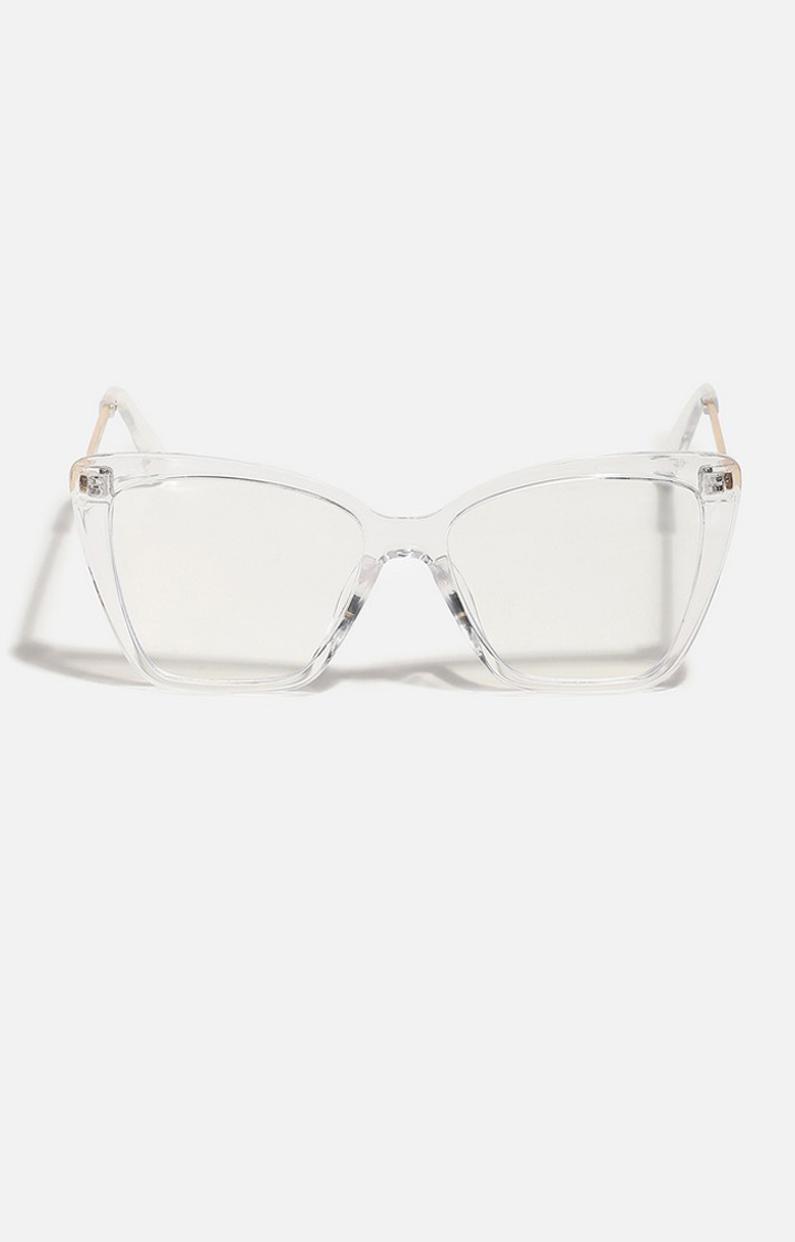 Haute Sauce By Campus Sutra Women Clear Lens & White Wayfarer Sunglasses With Polarised Lens