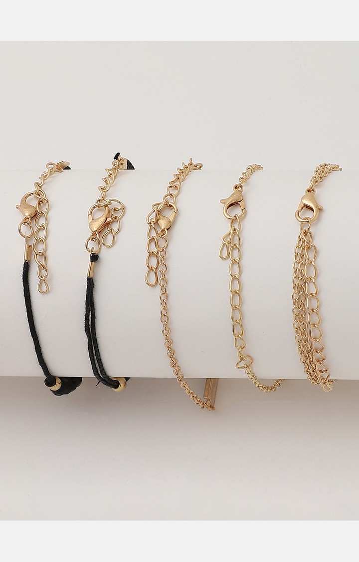 Women's Gold & Black Watch & Jewellery Gift Set