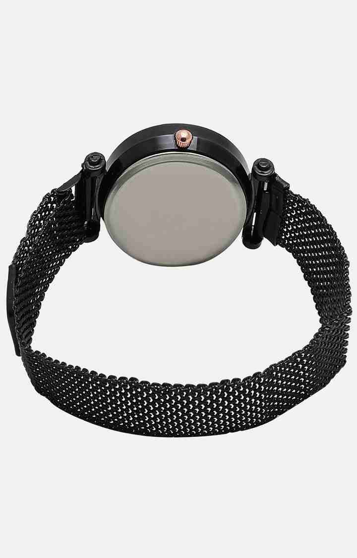 Women's Black Metal Watch & Bracelets Gift Set