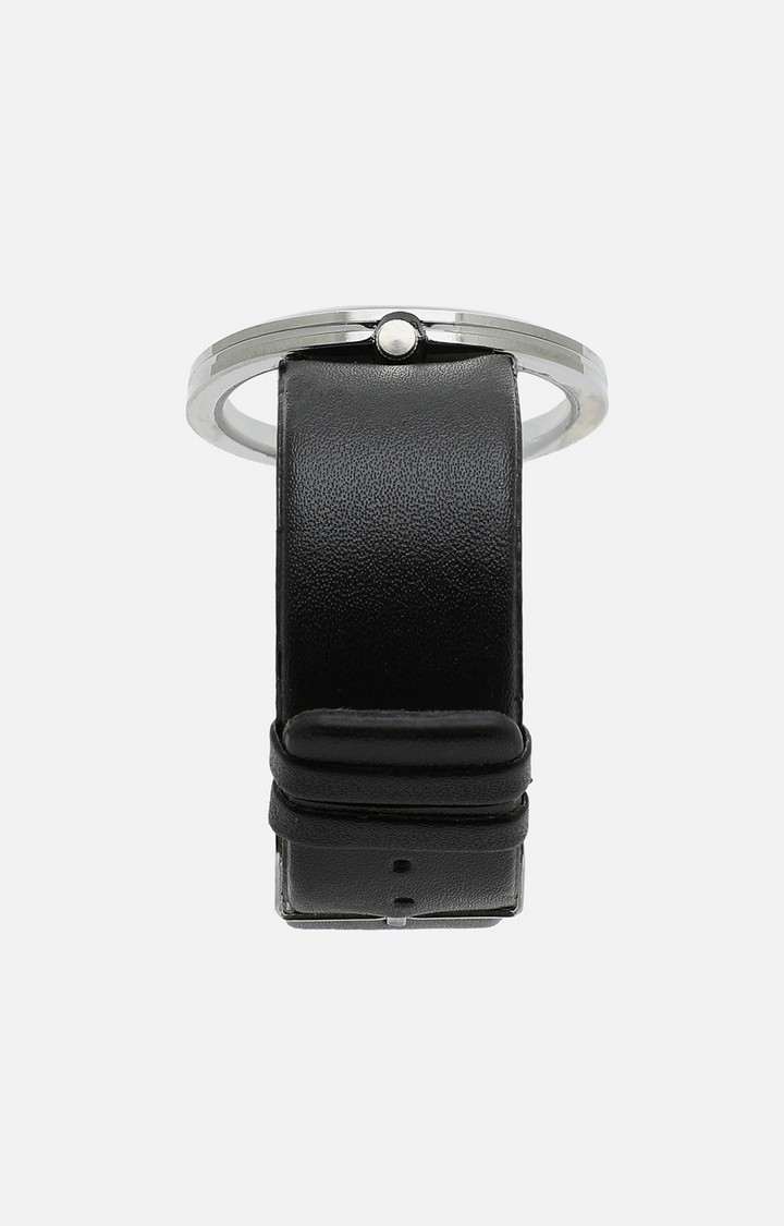 Women's Black Dial & Black Leather Bracelet Style Straps Digital Watch