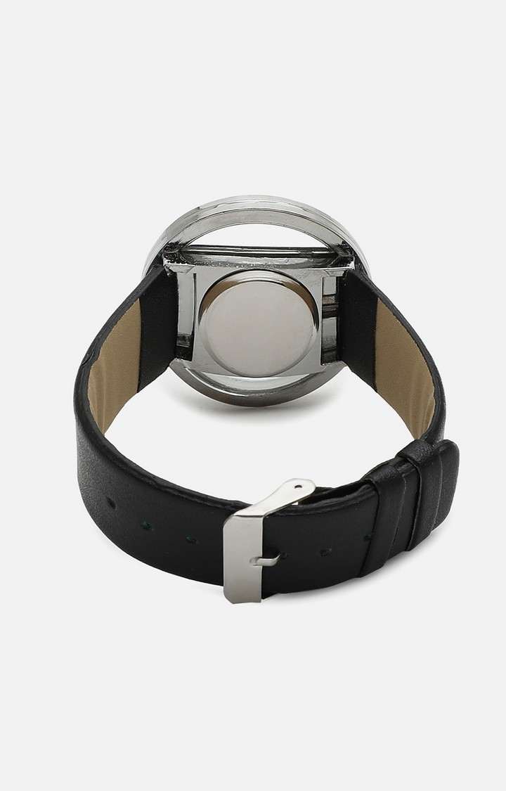 Women's Black Dial & Black Leather Bracelet Style Straps Digital Watch