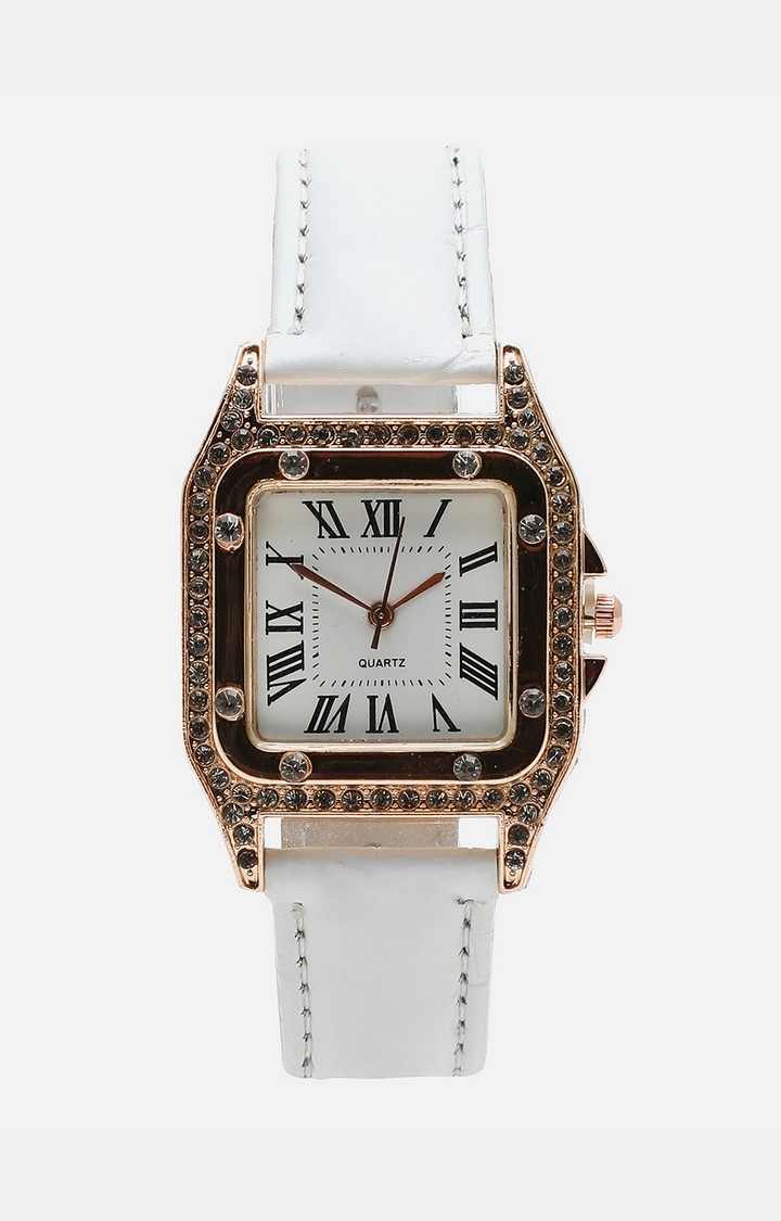 Women's White Dial & White Analogue Watch