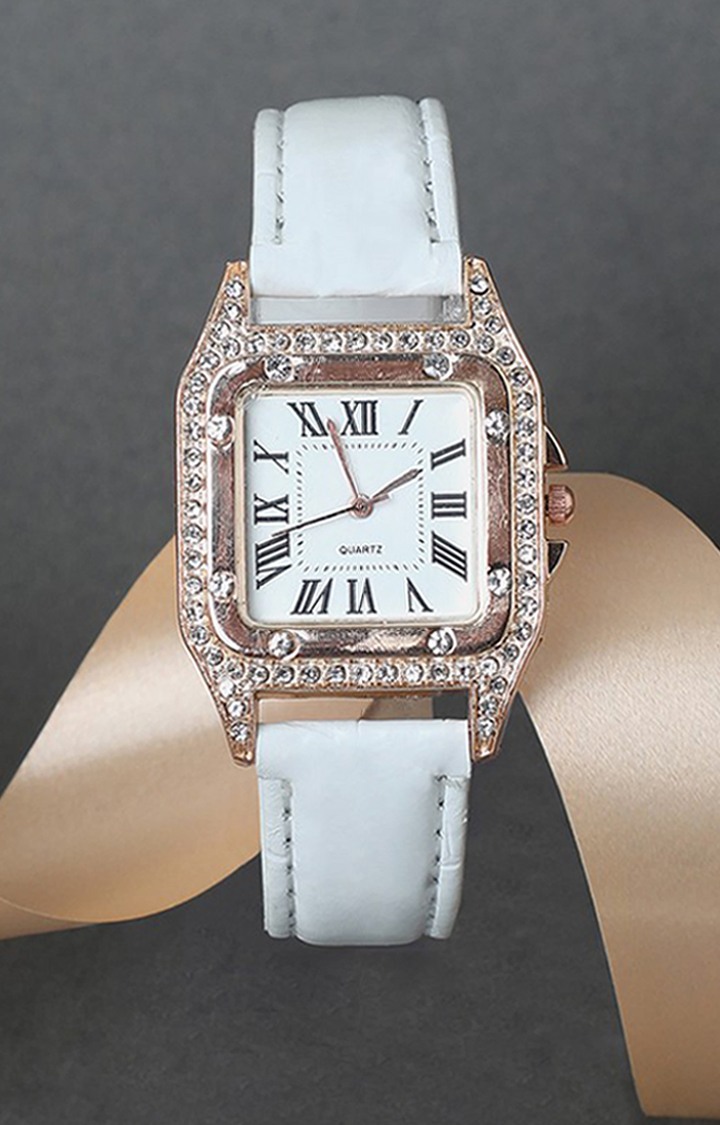 Women's White Dial & White Analogue Watch