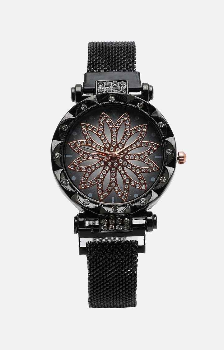 Women's Black Dial Analogue Watch