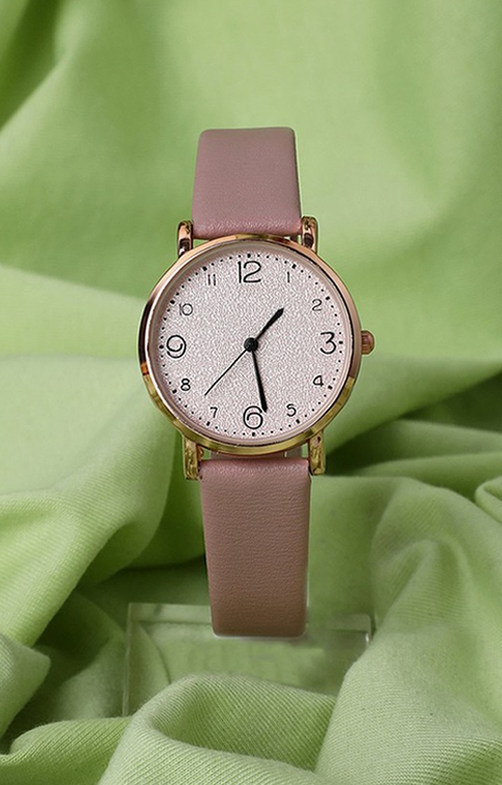 Women's Pink Dial Analogue Watch