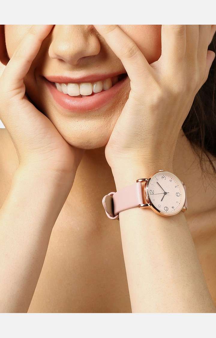 Women's Pink Dial Analogue Watch
