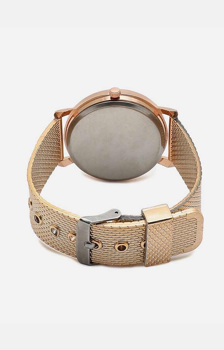Women's Rose Gold-Toned Dial & Rose Gold Toned Stainless Steel Bracelet Style Watch