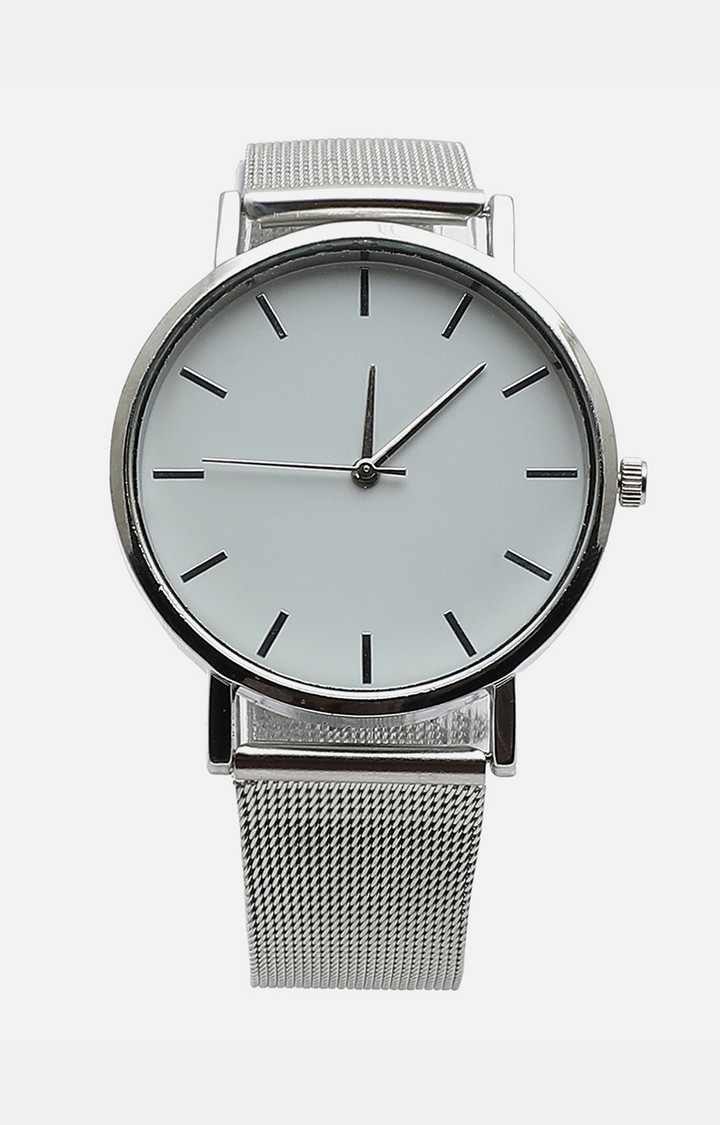 Women's White Dial & Silver Analogue Watch