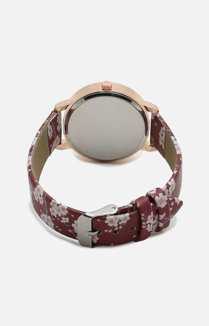 Women's Maroon Analogue Watch