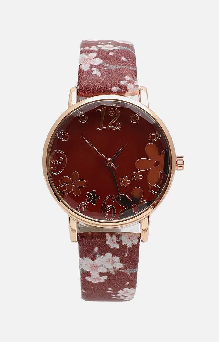 Women's Maroon Analogue Watch
