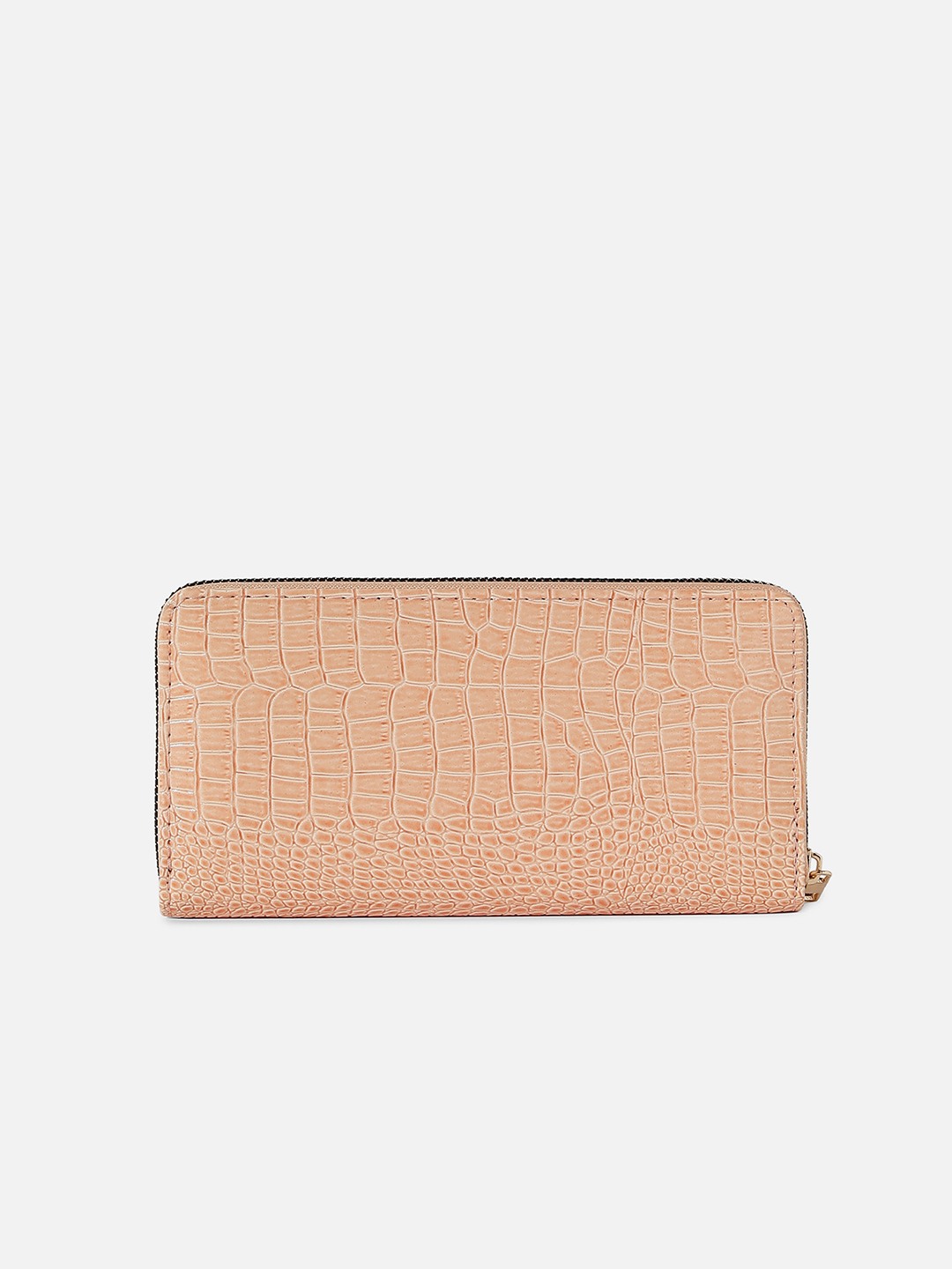 Haute Sauce By Campus Sutra  Women Beige Textured Vegan Leather Zip Around Wallet