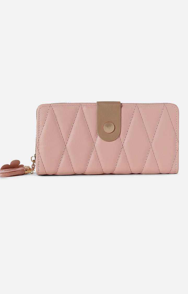 Haute Sauce By Campus Sutra  Women Pink Textured Pu Two Fold Wallet