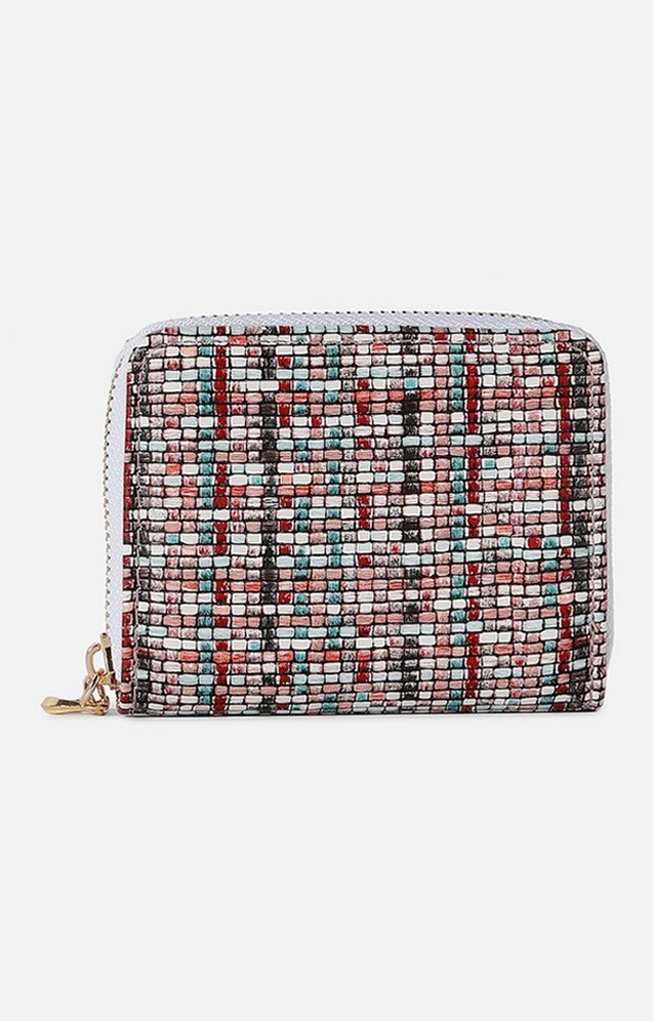 haute sauce | Haute Sauce By Campus Sutra  Women White &amp; Red Textured Pu Zip Around Wallet
