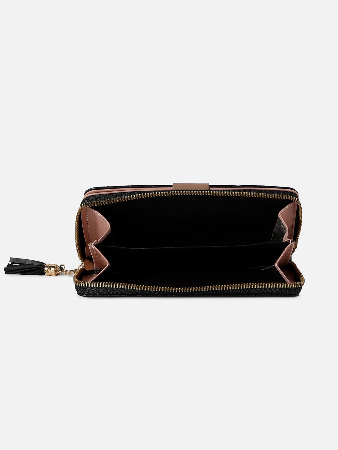 Haute Sauce By Campus Sutra  Women Black Textured Pu Two Fold Wallet