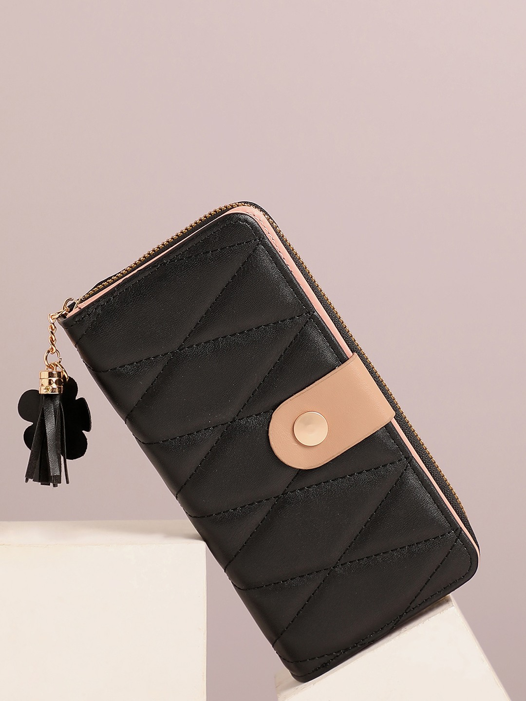 Haute Sauce By Campus Sutra  Women Black Textured Pu Two Fold Wallet