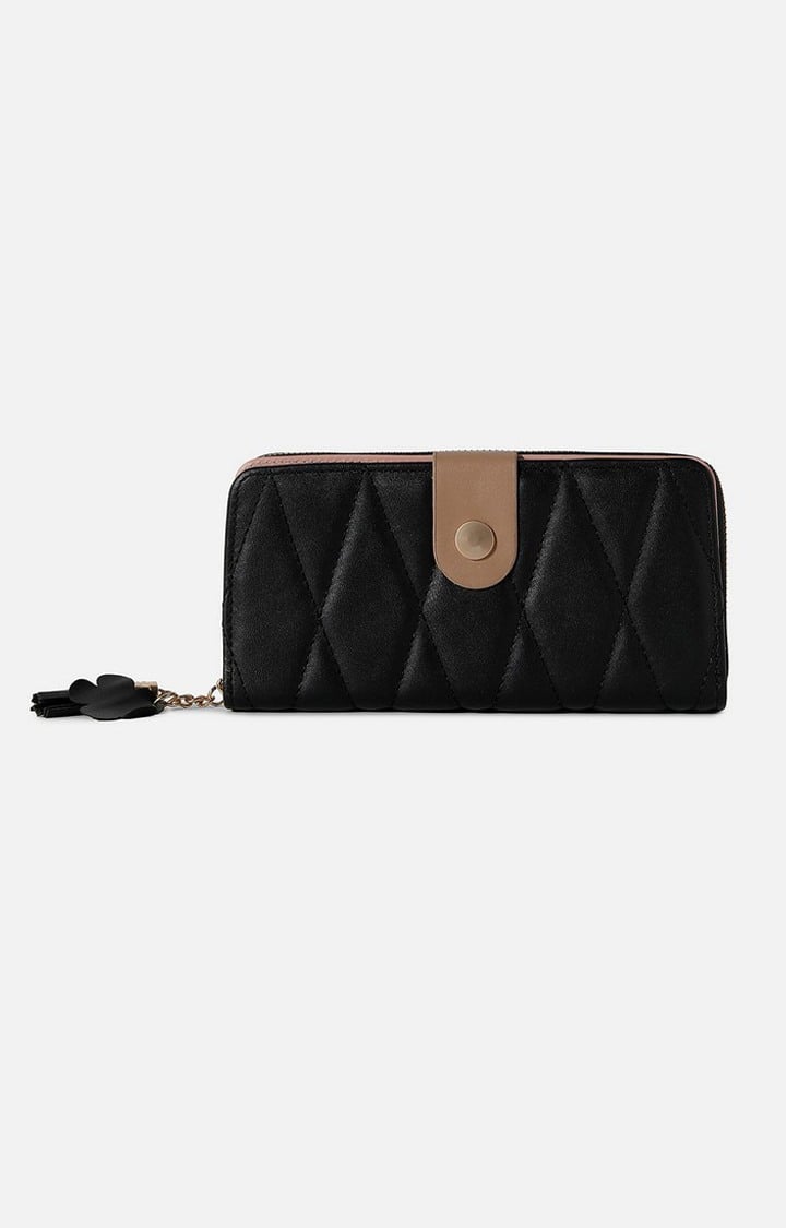 Haute Sauce By Campus Sutra  Women Black Textured Pu Two Fold Wallet