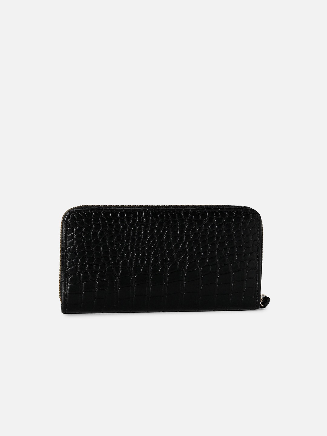 Haute Sauce By Campus Sutra  Women Black Textured Pu Zip Around Wallet