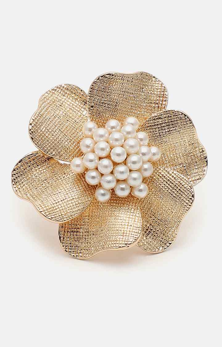 SOHI Women Gold-Plated & Beaded Finger Ring
