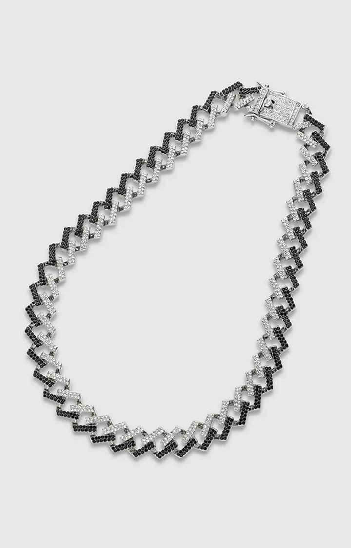 French Accent Silver-Plated Stones Studded Chain