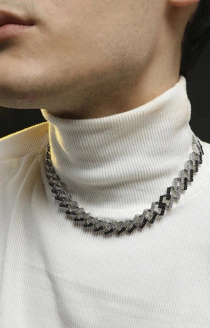 French Accent Silver-Plated Stones Studded Chain