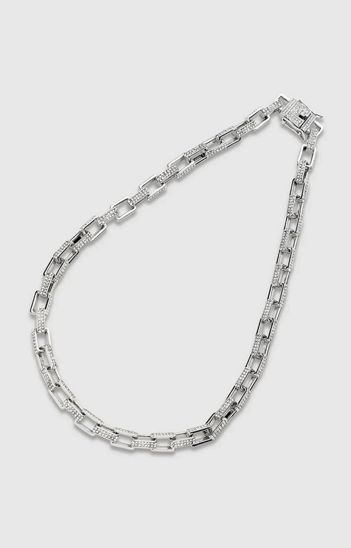 French Accent Silver-Plated Stones Studded Chain