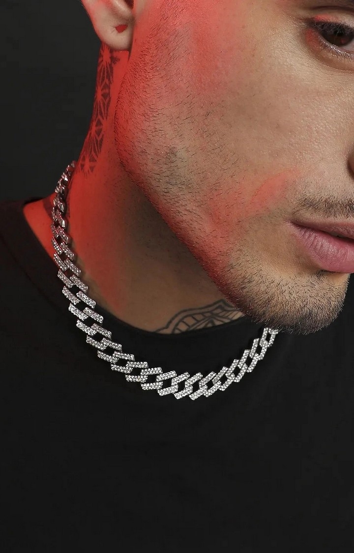 French Accent Silver-Plated Stones Studded Chain