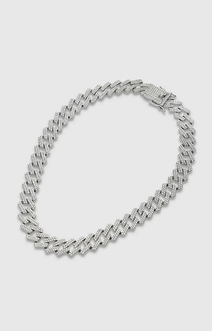 French Accent Silver-Plated Stones Studded Chain