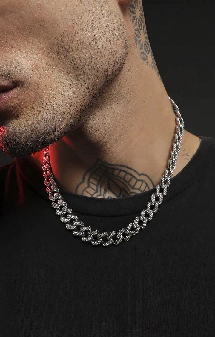 French Accent Men Silver-Plated Chain
