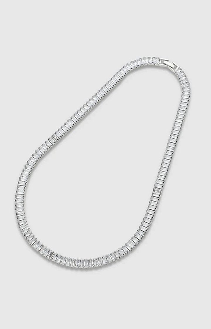 French Accent Silver-Plated Stones Studded Chain