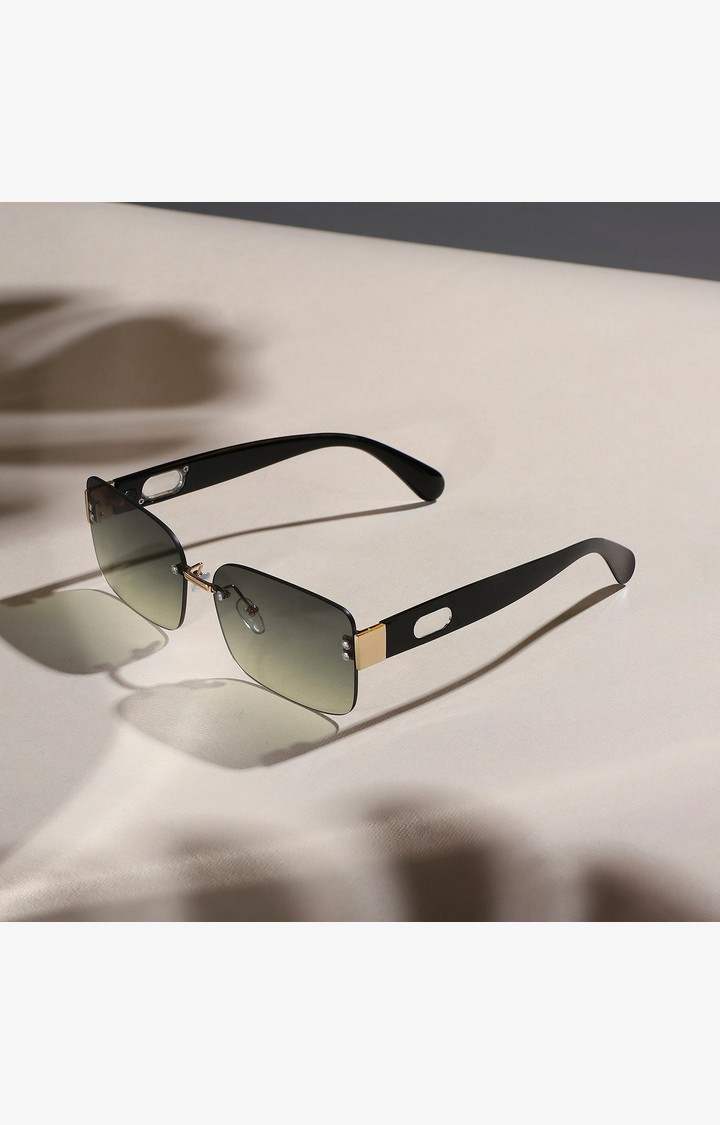 French Accent By Campus Sutra Men Grey Lens & Black Square Sunglasses With Uv Protected Lens Aw23_Fasg1004