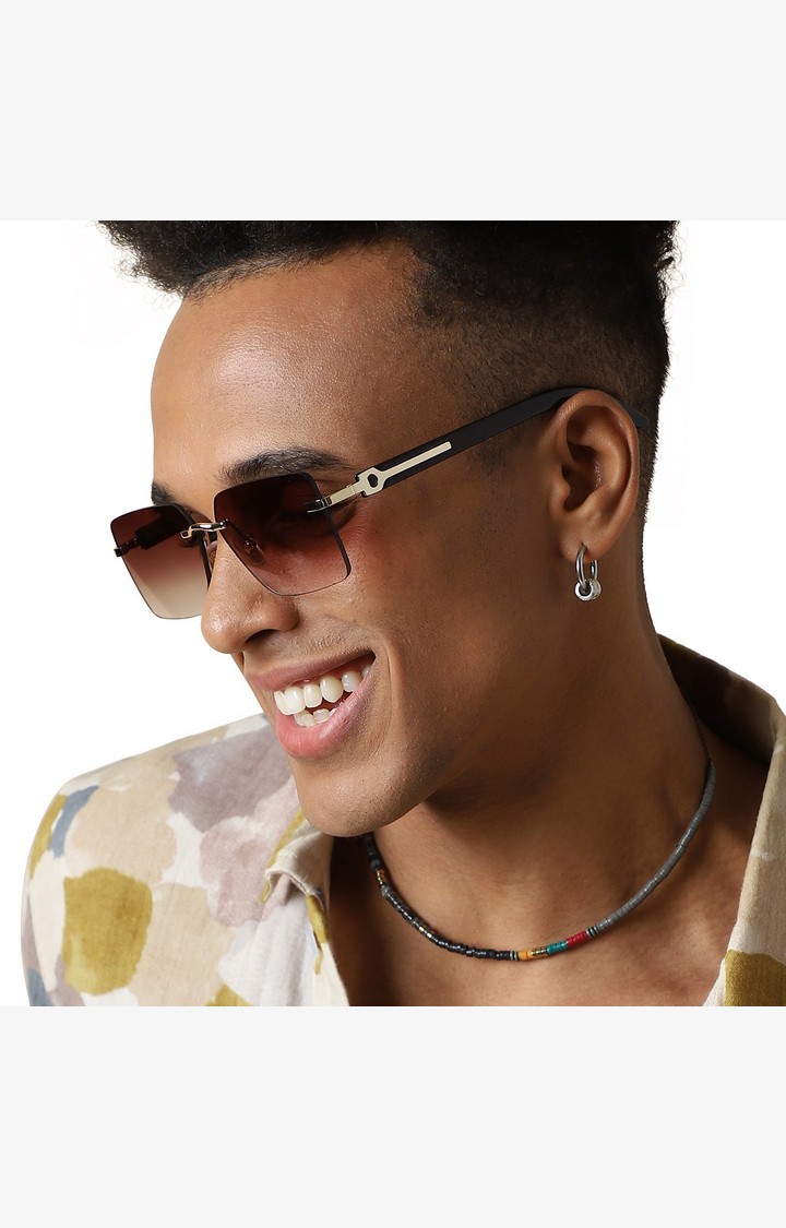 French Accent By Campus Sutra Men Lens & Rectangle Sunglasses With Uv Protected Lens Aw23_Fasg1013