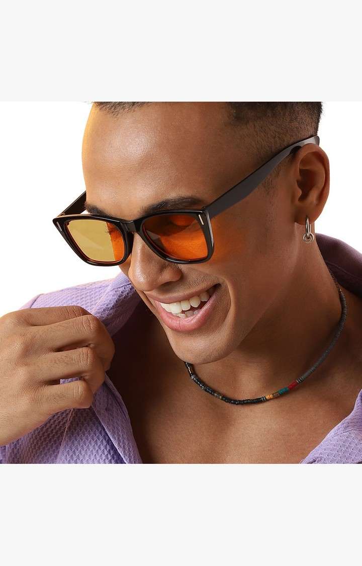 French Accent By Campus Sutra Men Yellow Lens & Wayfarer Sunglasses With Uv Protected Lens Aw23_Fasg1018