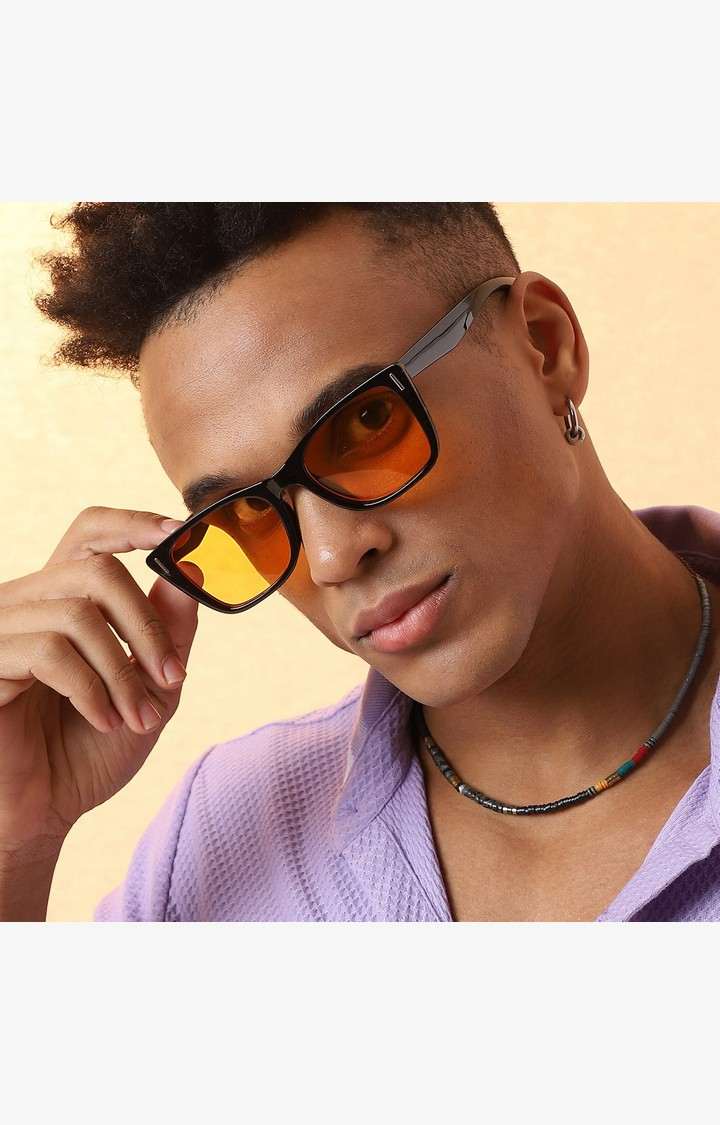 French Accent By Campus Sutra Men Yellow Lens & Wayfarer Sunglasses With Uv Protected Lens Aw23_Fasg1018