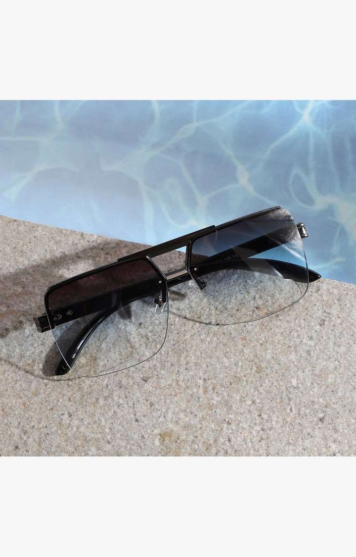 French Accent By Campus Sutra Men Grey Lens & Rectangle Sunglasses With Uv Protected Lens Aw23_Fasg1023