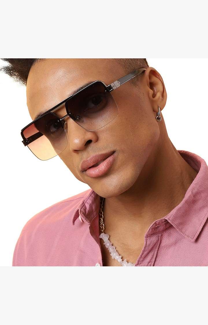 French Accent By Campus Sutra Men Grey Lens & Rectangle Sunglasses With Uv Protected Lens Aw23_Fasg1023