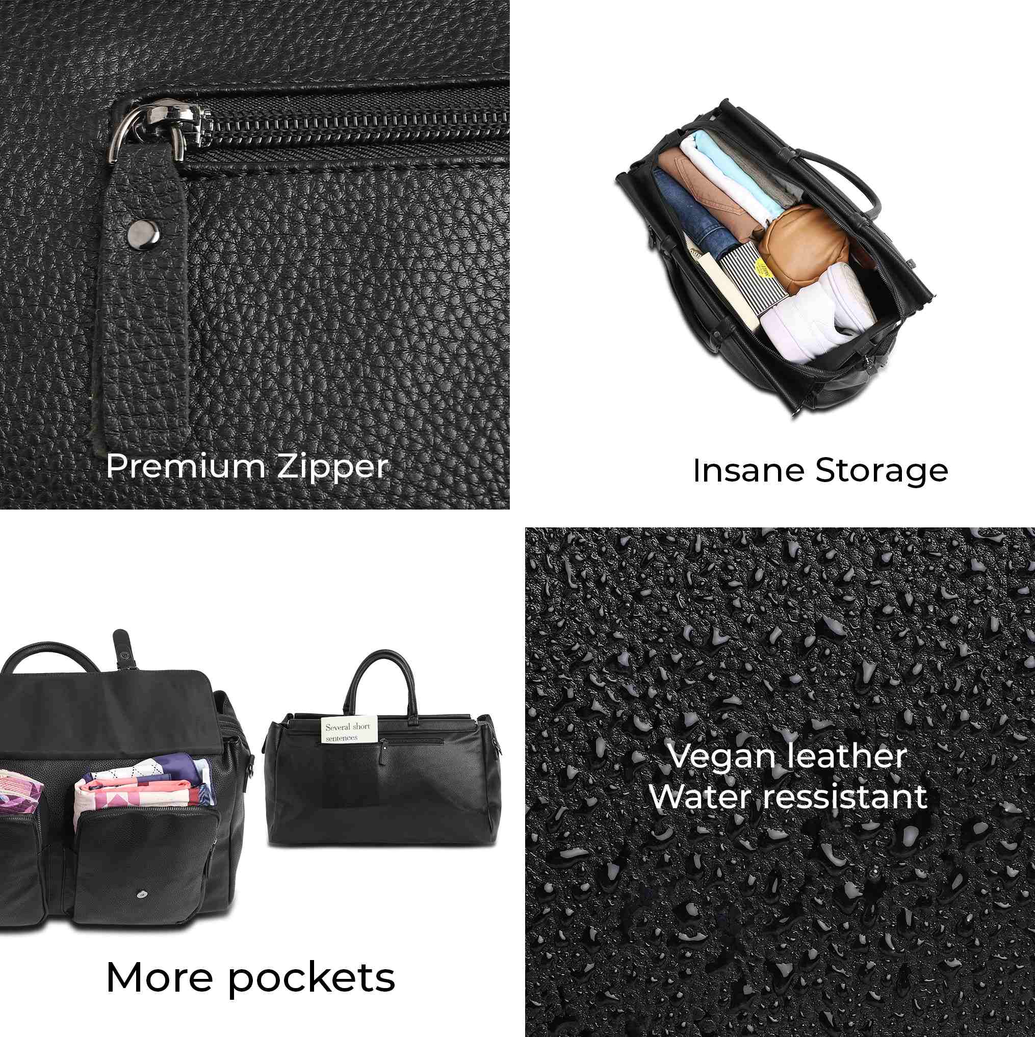 French Accent Black Pu Bags