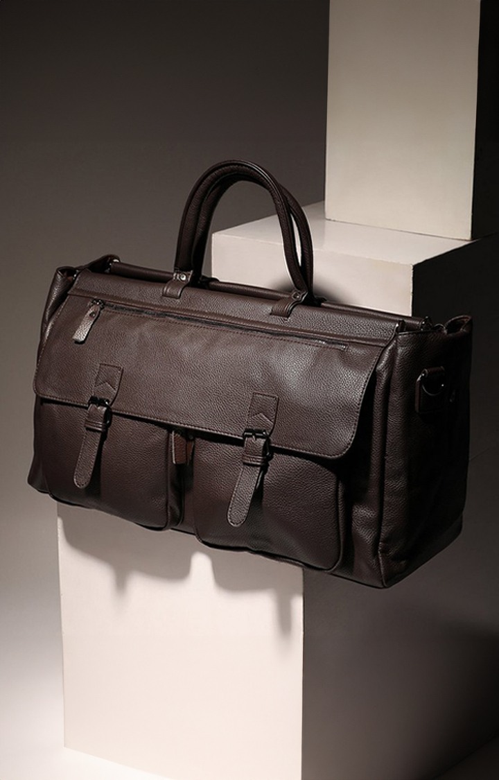 French Accent Brown Textured Leather Bags